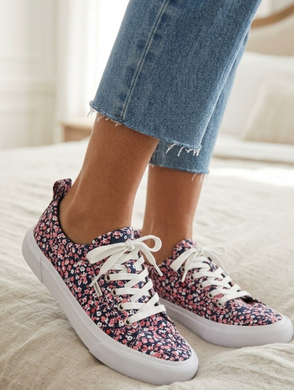 Rebecca Minkoff Navy Floral Lace-Up Sneakers